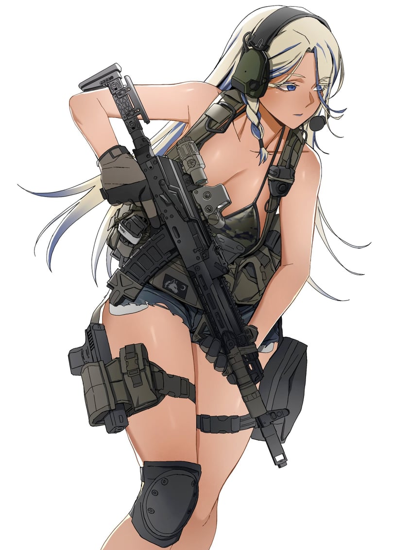 原创 1名女孩 AR-15 腋窝褶皱 裸臂 裸腿