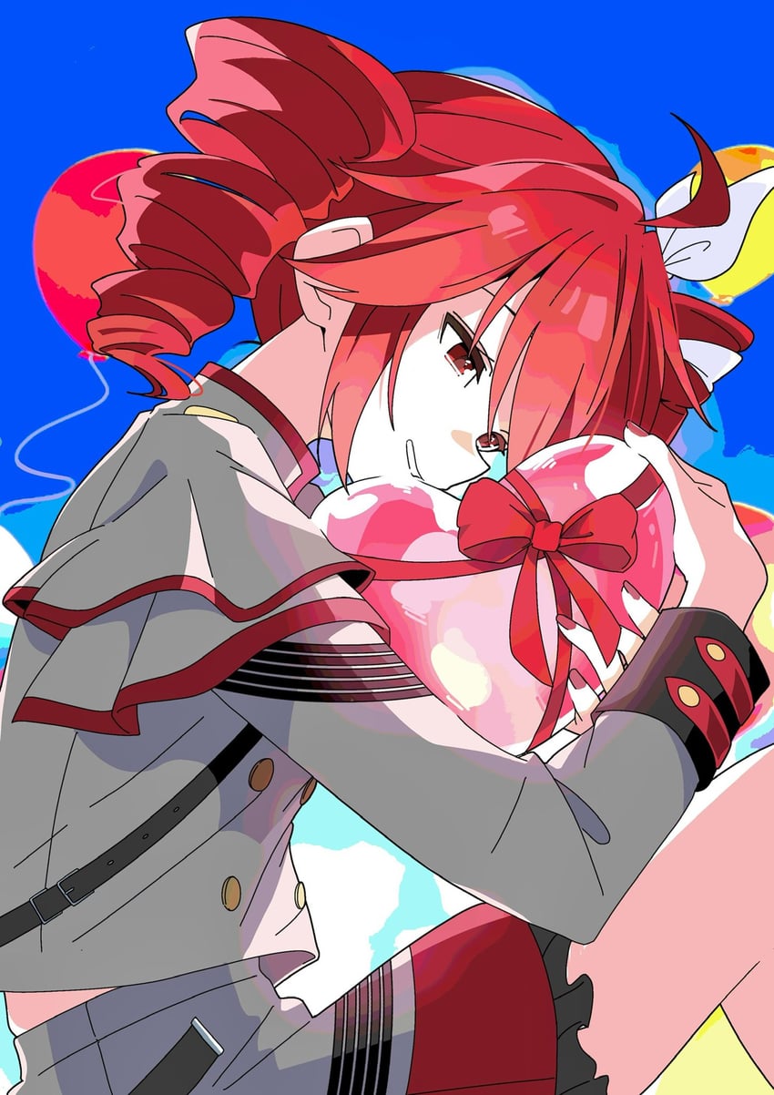 Synthesizer V、UTAU、重音Teto 1名女孩 钻头发 荷叶边裙 荷叶边 侧视