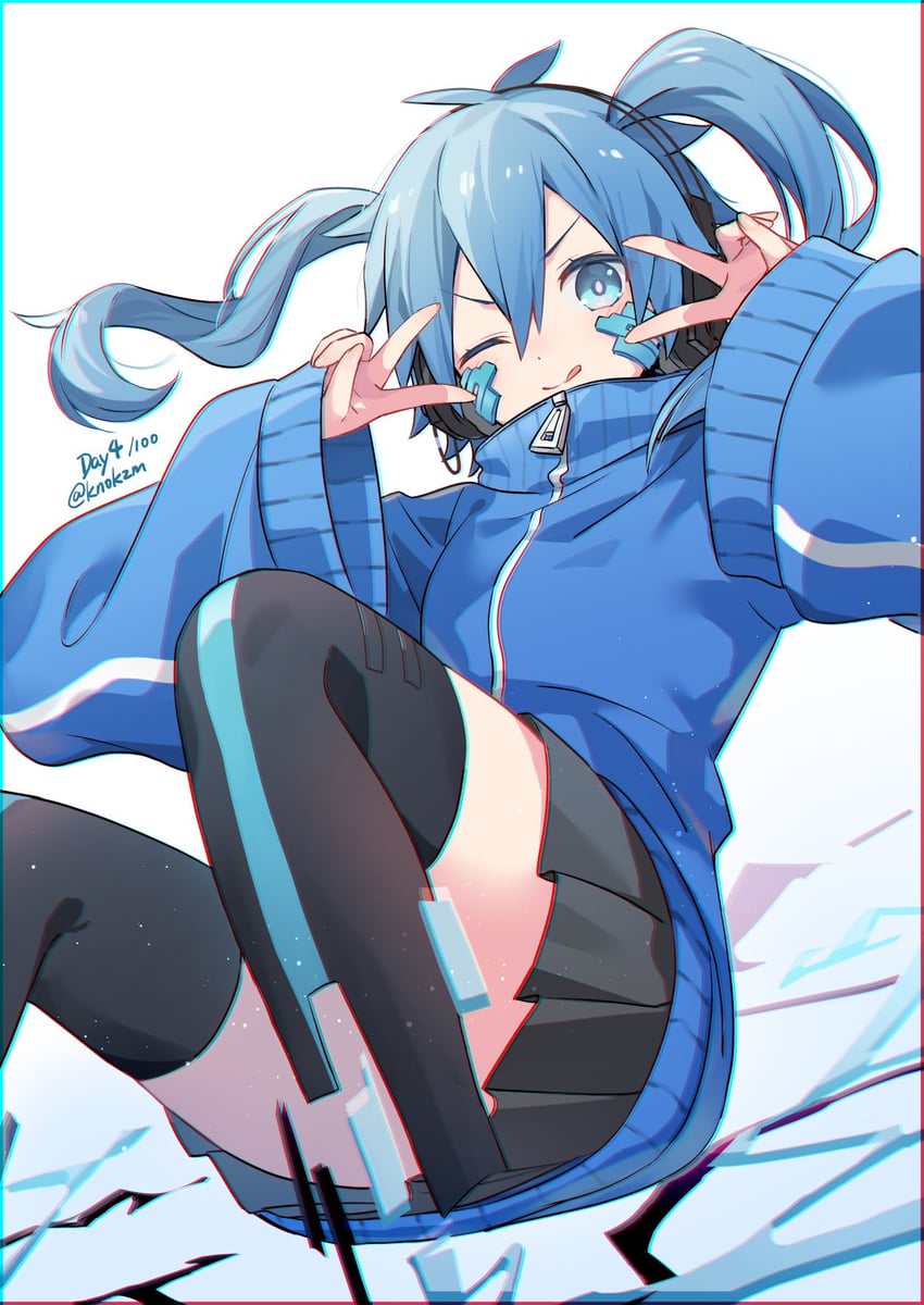 阳炎Project、Ene (阳炎计划) 1名女孩 黑色裙子 蓝眼 蓝发 蓝色夹克