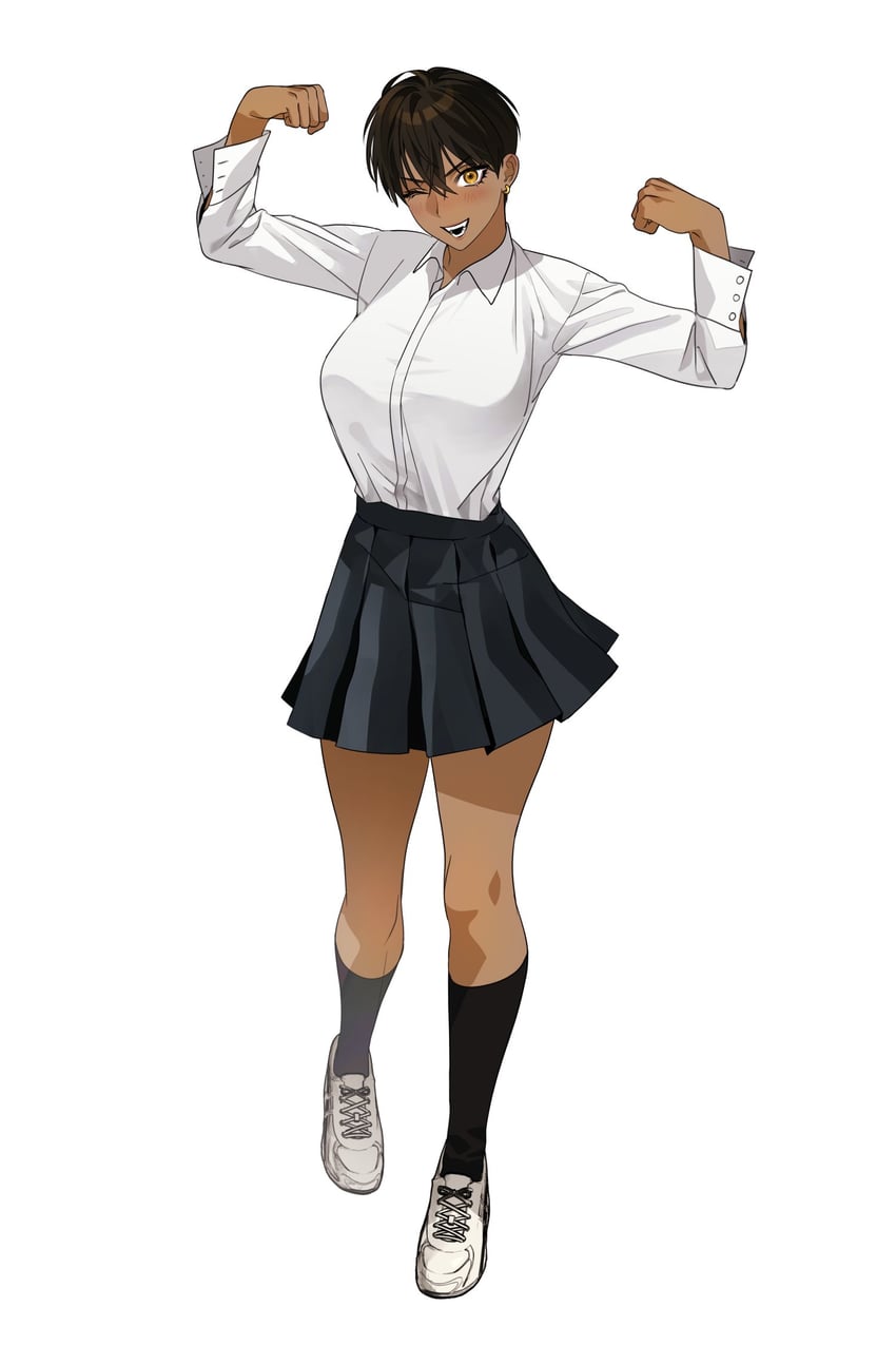 原创 1名女孩 黑发 黑色裙子 黑袜 深色皮肤女性