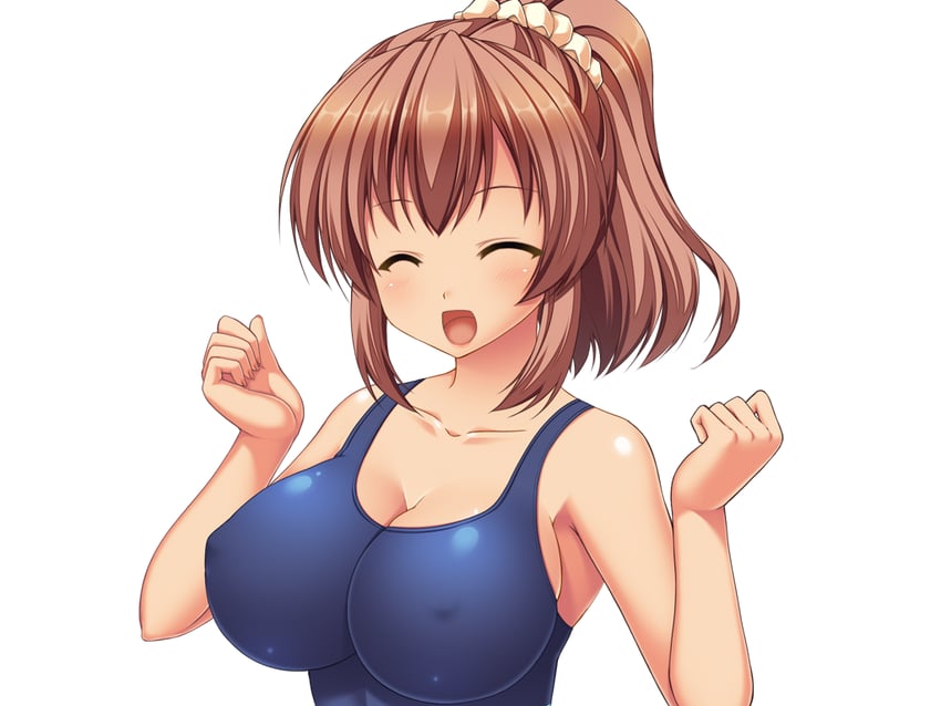 梦见颊！、toriumi hinata 1名女孩 :D 微笑 蓝色连体泳衣 脸红