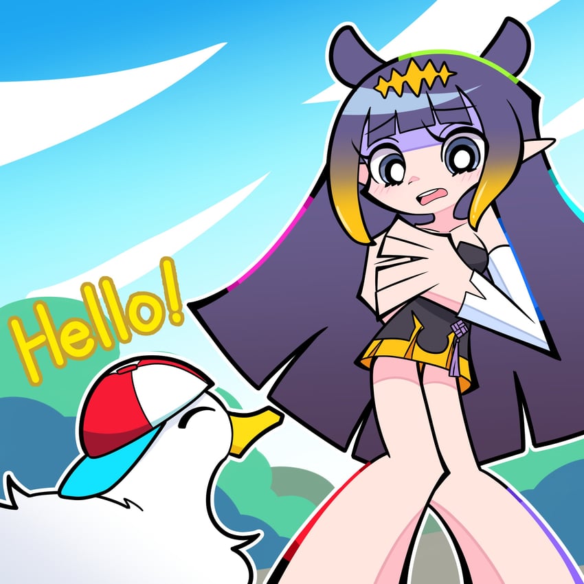 Hololive、Hololive英语、一伊那尔栖 1名女孩 鸟 蓝眼 齐刘海 鸭子