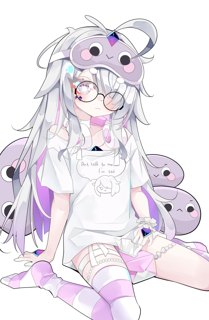 Hololive、Hololive英语、古石比珠 1名女孩 胸口宝石 宝石 眼镜 灰发