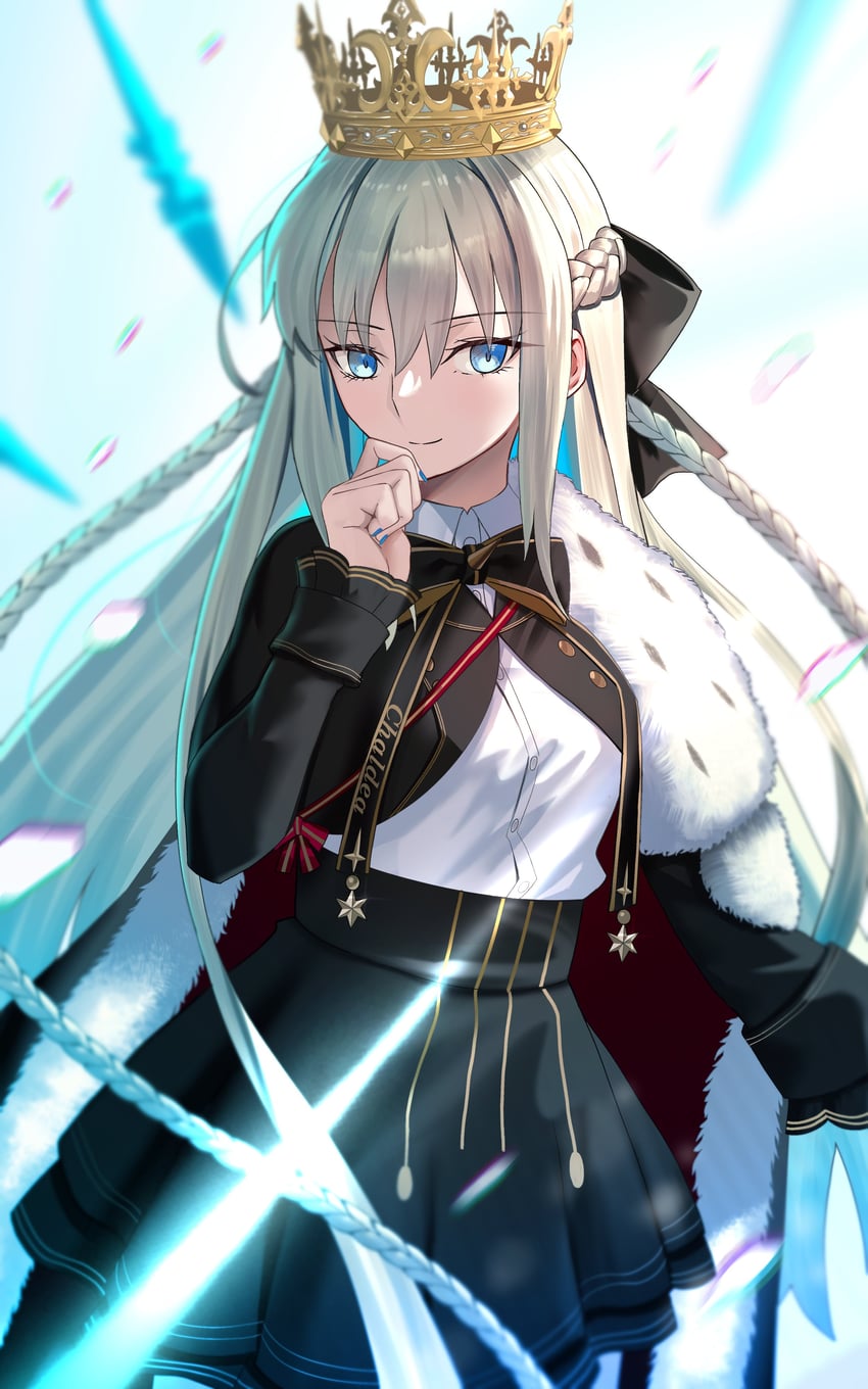 Fate/Grand Order、Fate系列、摩根勒菲 (Fate) 1名女孩 黑色蝴蝶结 黑色夹克 黑色裙子 蓝眼