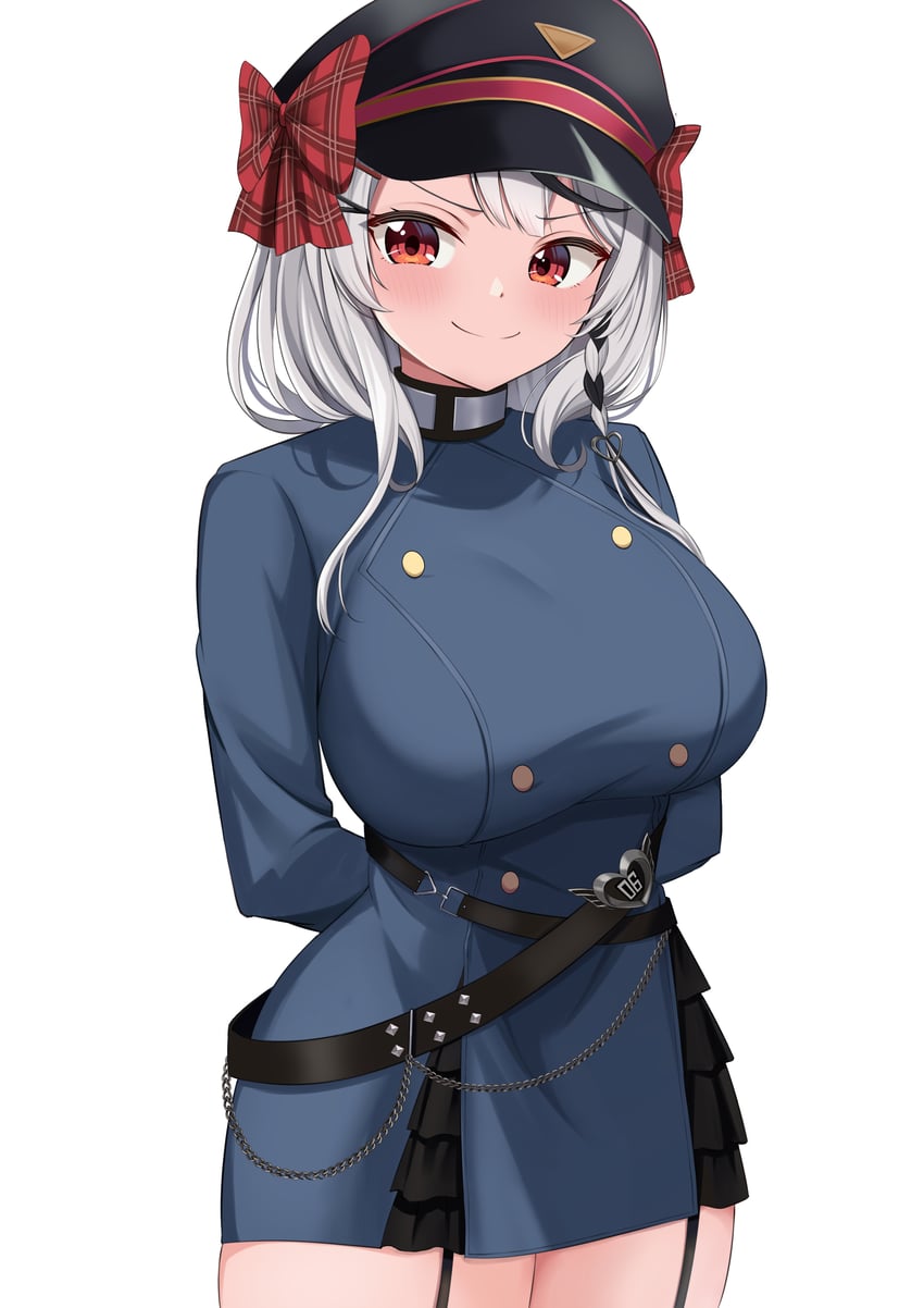 Hololive、沙花叉克萝耶 1名女孩 替换服装 双手背在身后 腰带 黑帽子