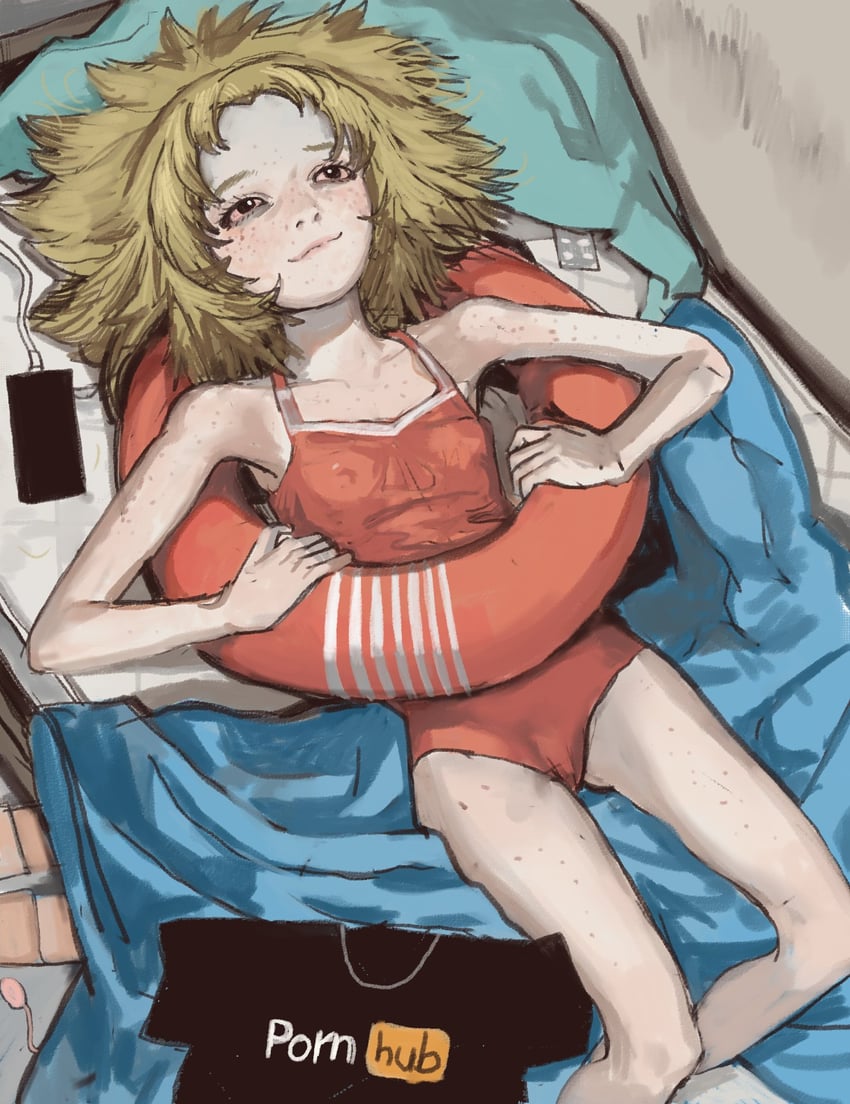 原创、Pornhub、Coomer (梗) 1名女孩 泡壳包装 金发 布满血丝的眼睛 全身雀斑