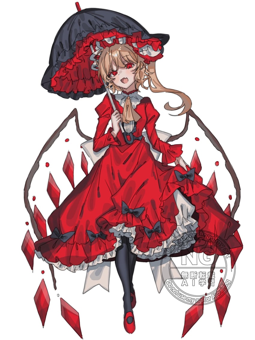 东方Project、芙兰朵露·斯卡蕾特 1名女孩 替换服装 阿斯科特领巾 后背蝴蝶结 黑色蝴蝶结
