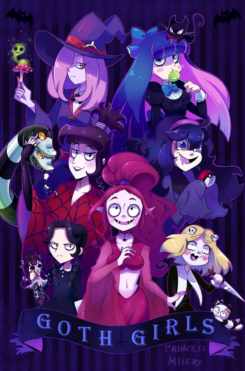 beetlejuice (cartoon)、蕾诺儿、小魔女学园 6个以上女孩 黑猫 黑色连衣裙 黑发 金发