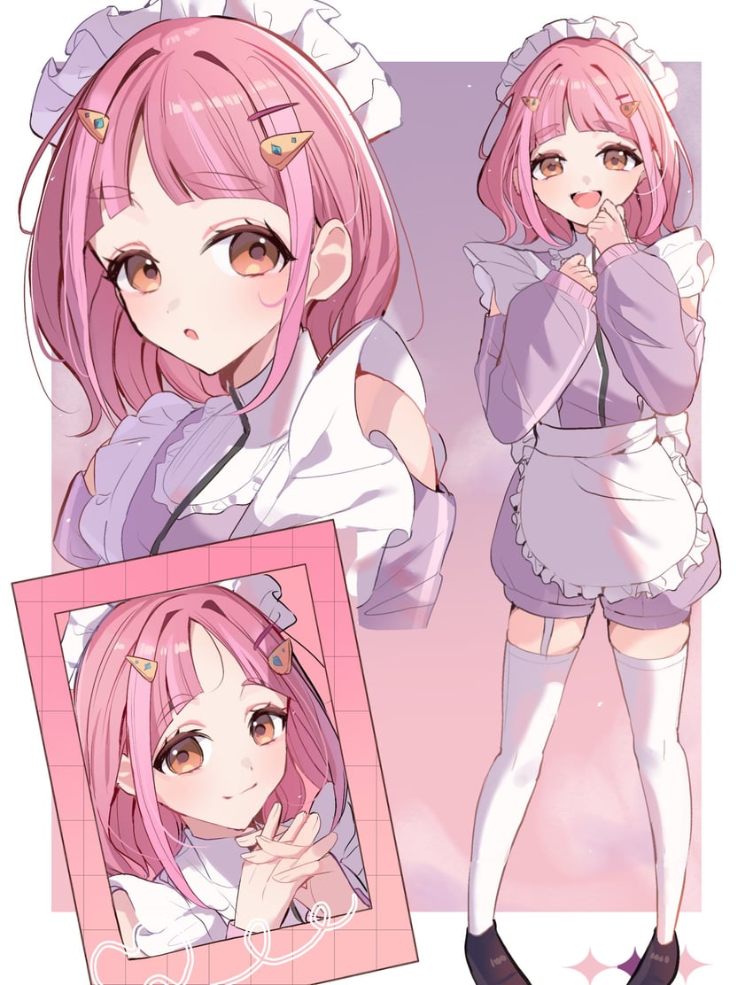 宝可梦、宝可梦 朱/紫、纳莉 (宝可梦) 1名女孩 围裙 拱形刘海 脸红 闭嘴