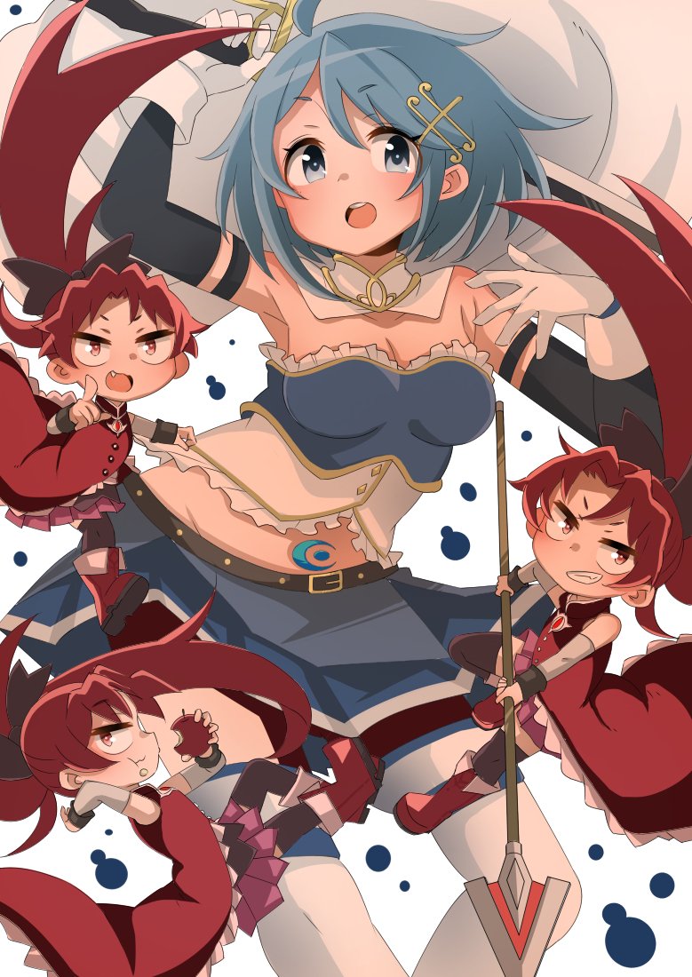 魔法少女小圆、魔法少女小圆、美树沙耶香 4个女孩 黑色过膝袜 蓝眼 蓝发 蓝裙子