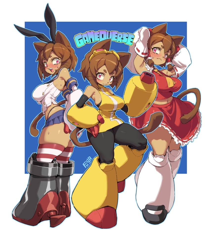 Gameoverse、博丽灵梦、Kit Bodega 1名女孩 替换服装 兽耳 阿斯科特领巾 黑色领巾