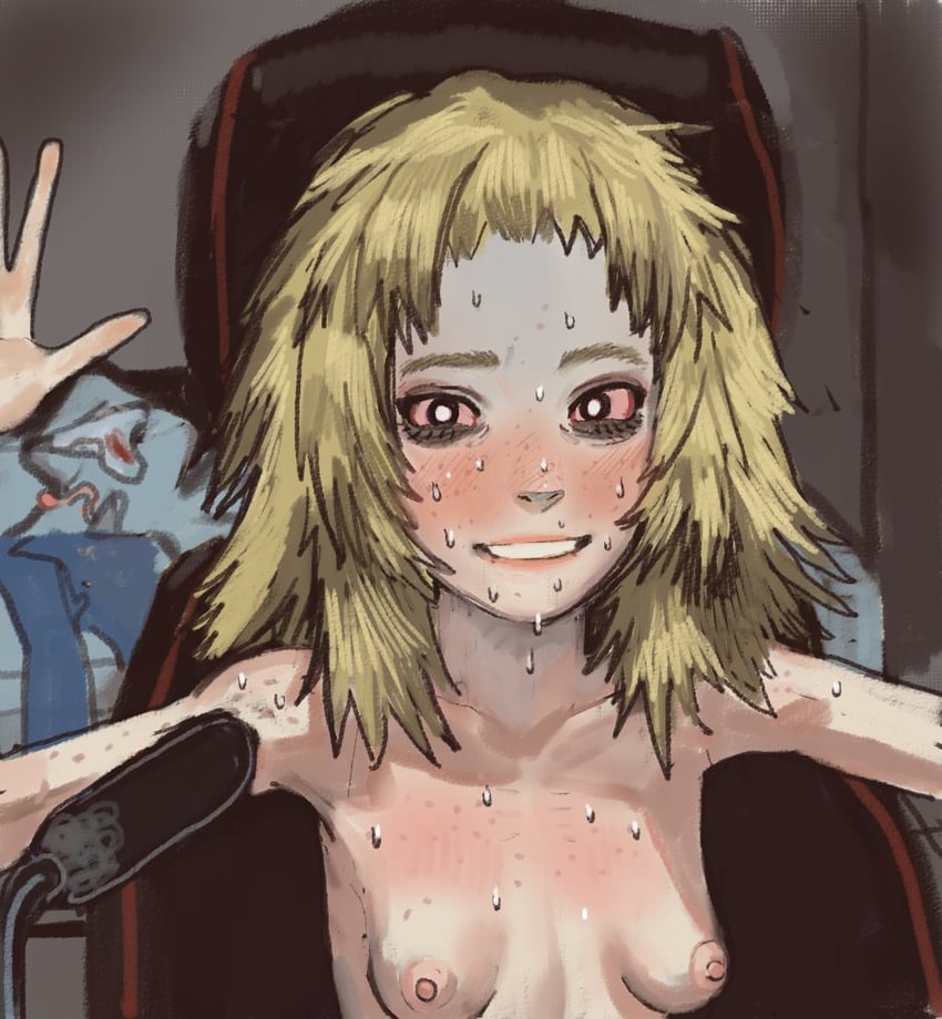 原创、Coomer (梗)、Coomer (mossacannibalis) 1名女孩 金发 血 衣服上的血迹 布满血丝的眼睛