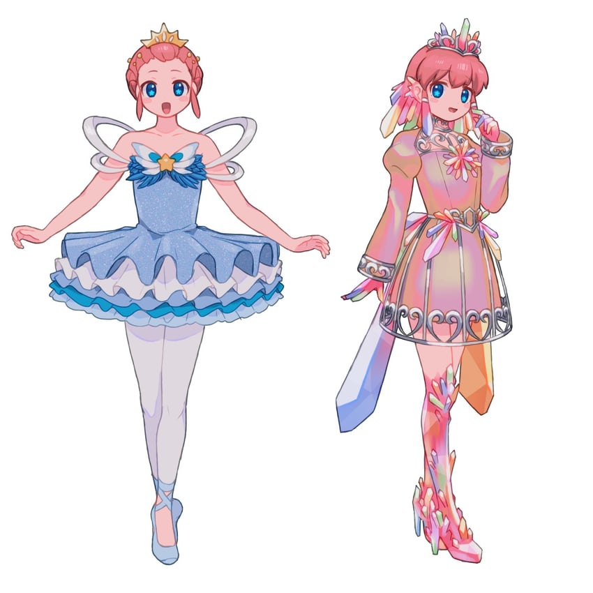 星之卡比系列、星之卡比 探索发现、crystal needle kirby 1名女孩 芭蕾舞者 裸臂 露肩 蓝色连衣裙