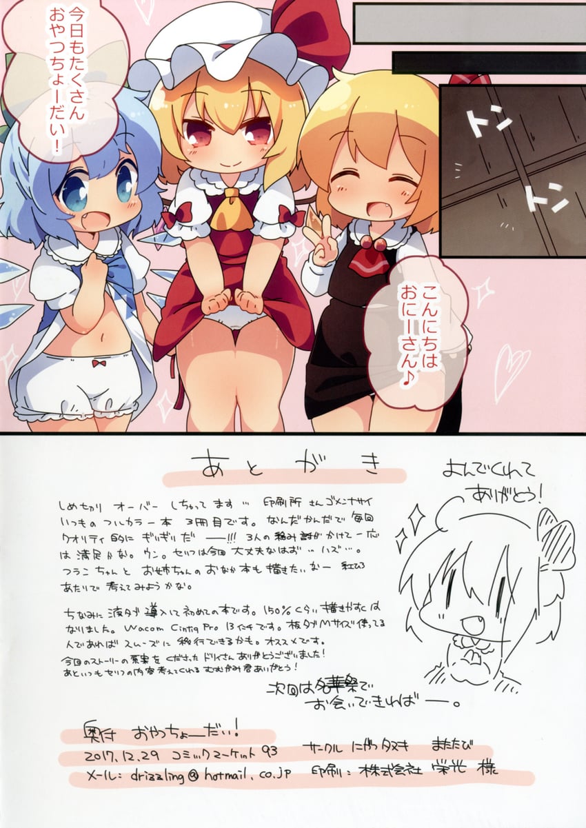 东方Project、琪露诺、芙兰朵露·斯卡蕾特 3人女子 :D 微笑 后记 金发