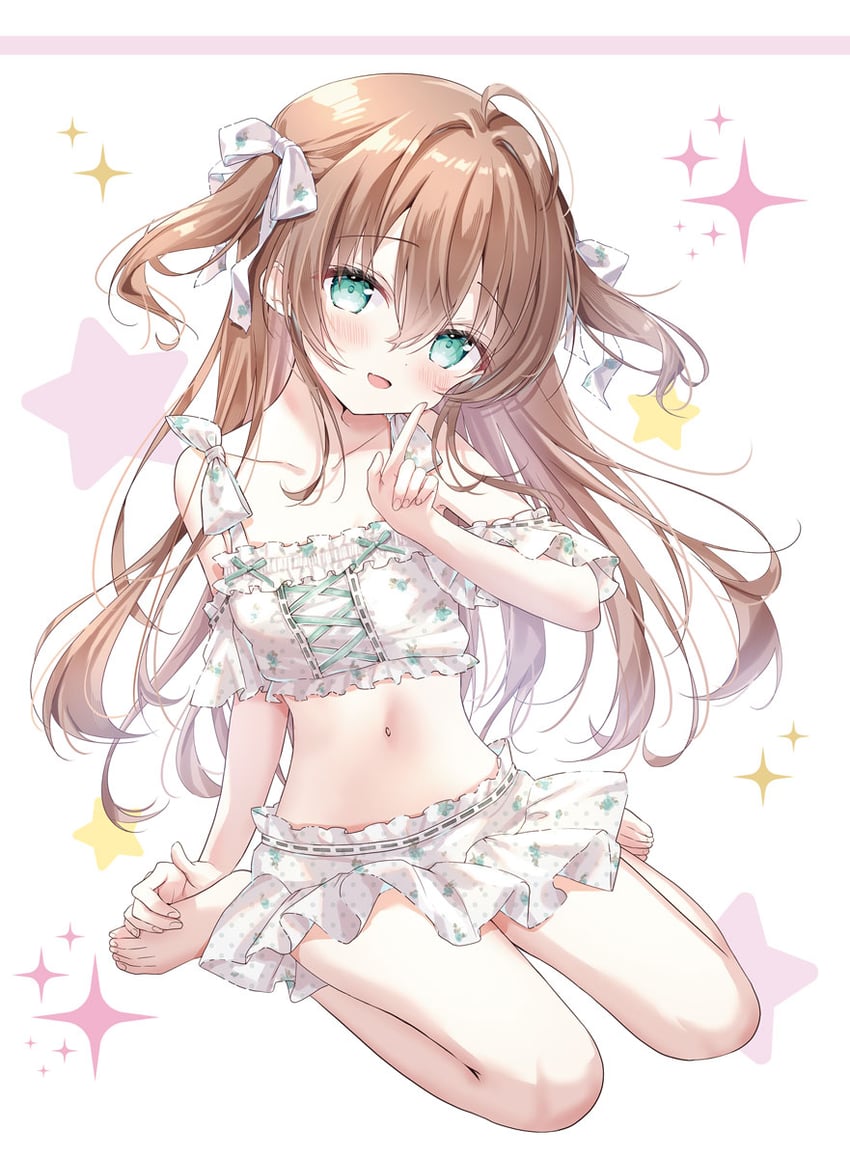 原创 1名女孩 呆毛 裸腿 露肩 赤脚