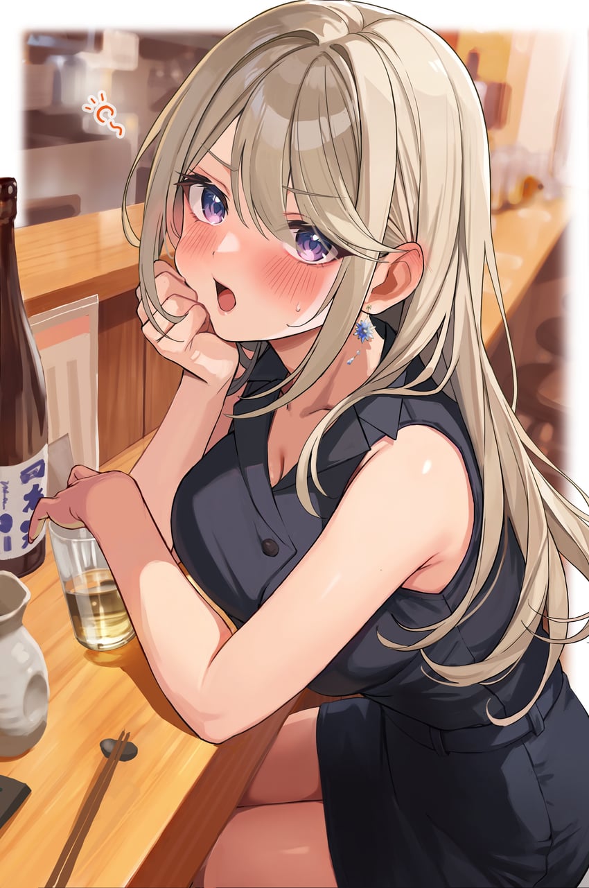 原创 1名女孩 酒 恼怒 酒吧 吧台凳