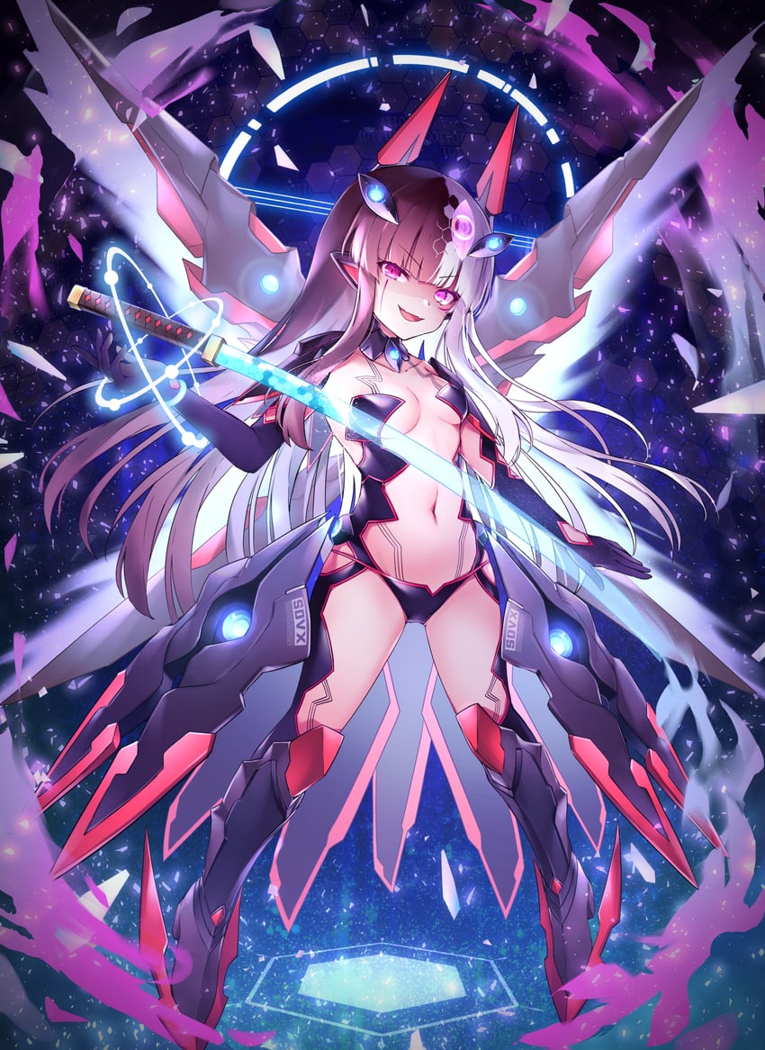 Bemani、音律炫动、红刃 (SDVX) 1名女孩 黑色手套 黑色内裤 乳房 棕发