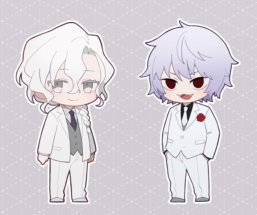 Fate/Grand Order、Fate/strange Fake、Fate系列 2个男孩 手放在身体两侧 黑衬衫 辫子 Q版