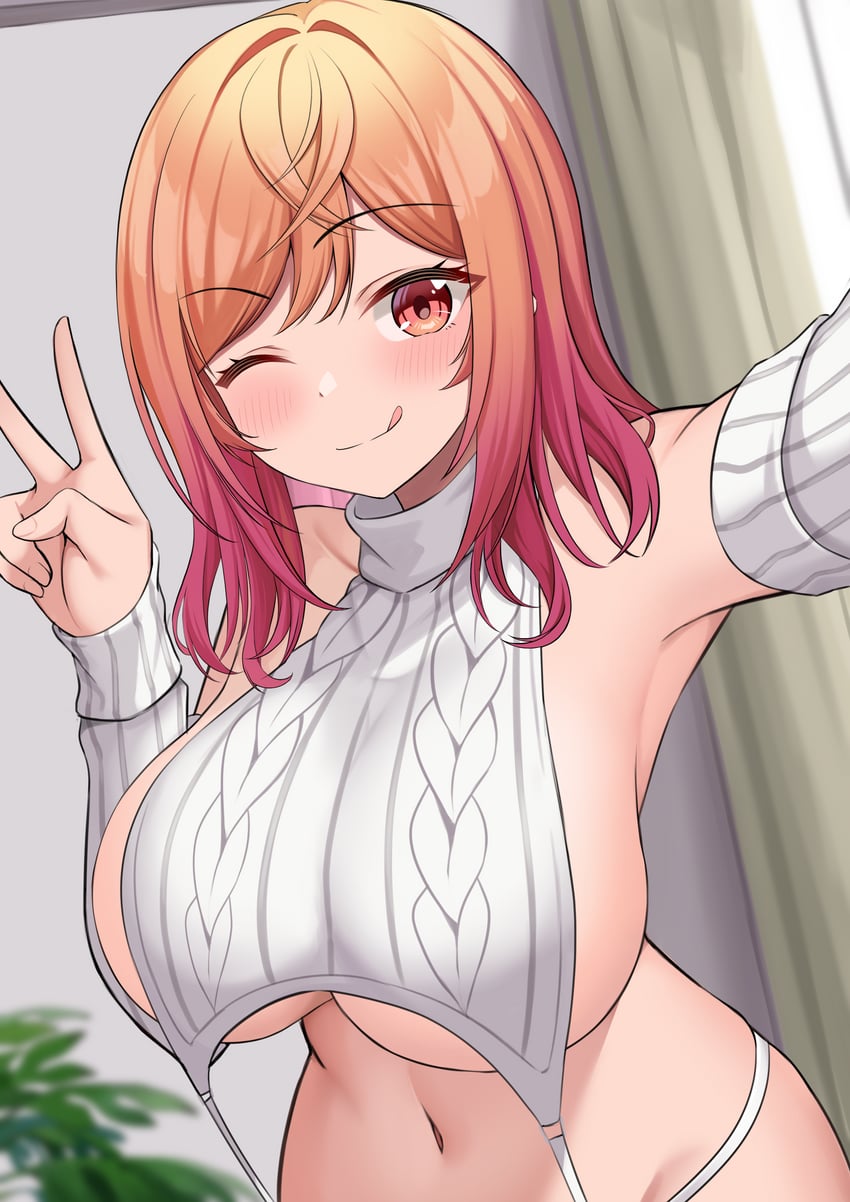 Hololive、hololive DEV_IS、一条莉莉华 1名女孩 替换服装 露肩 脸红 乳房