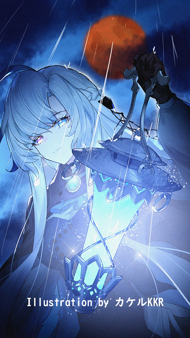 原创 1名女孩 作者名 黑色连衣裙 黑色手套 蓝眼