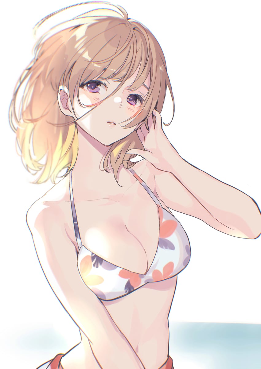 haibara-kun no tsuyokute seishun new game 1名女孩 裸臂 露肩 比基尼 金发