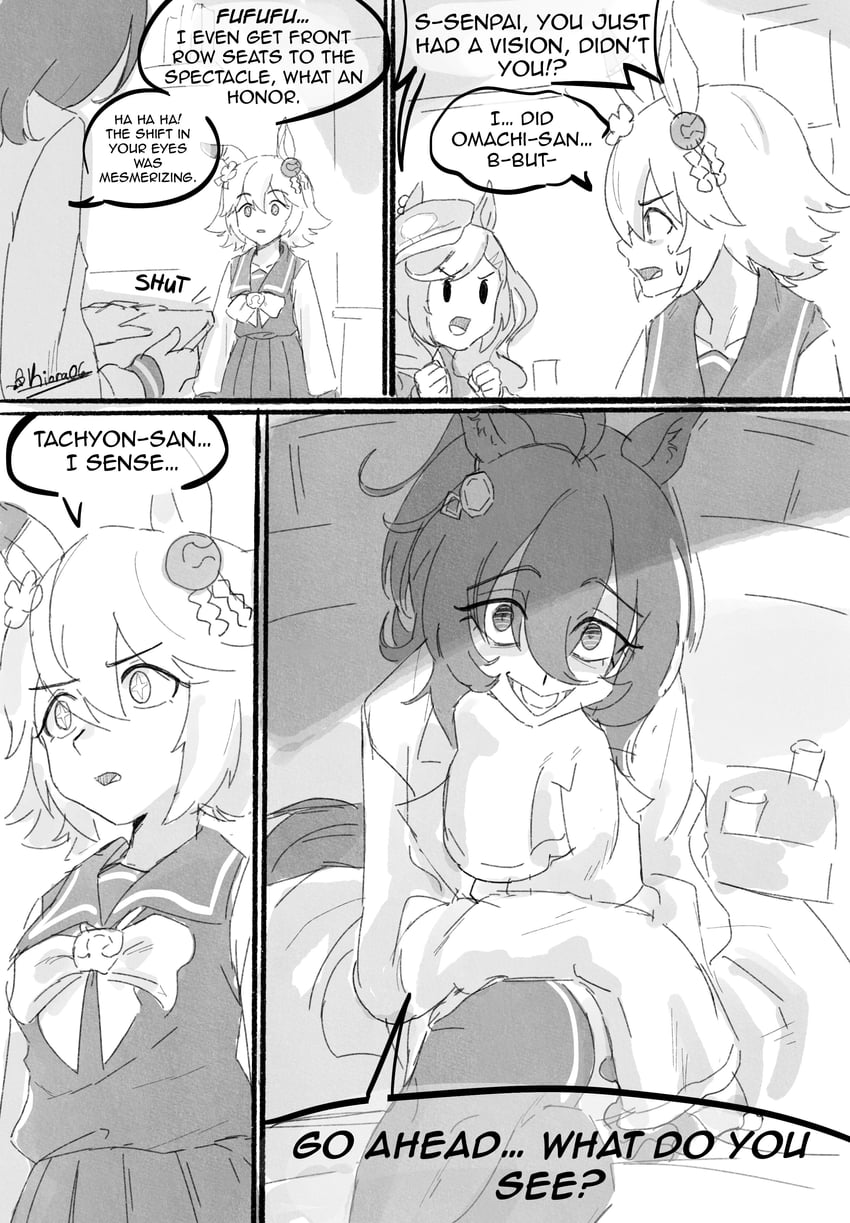 赛马娘、爱丽速子 (赛马娘)、待兼福来 (赛马娘) 3人女子 :D 兽耳 漫画 狂乱眼神