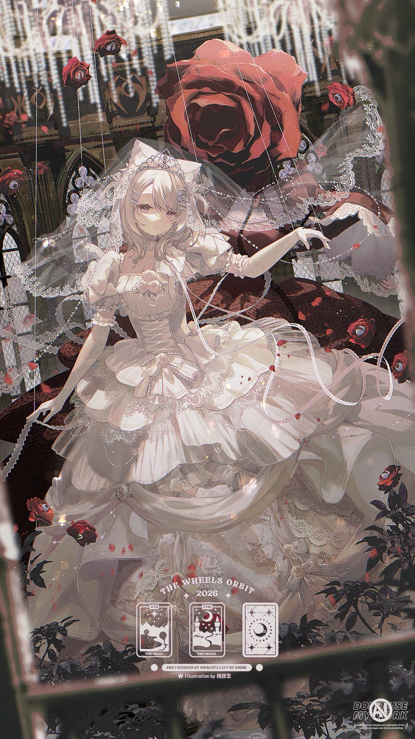 原创 1名女孩 兽耳 乳房 连衣裙 花