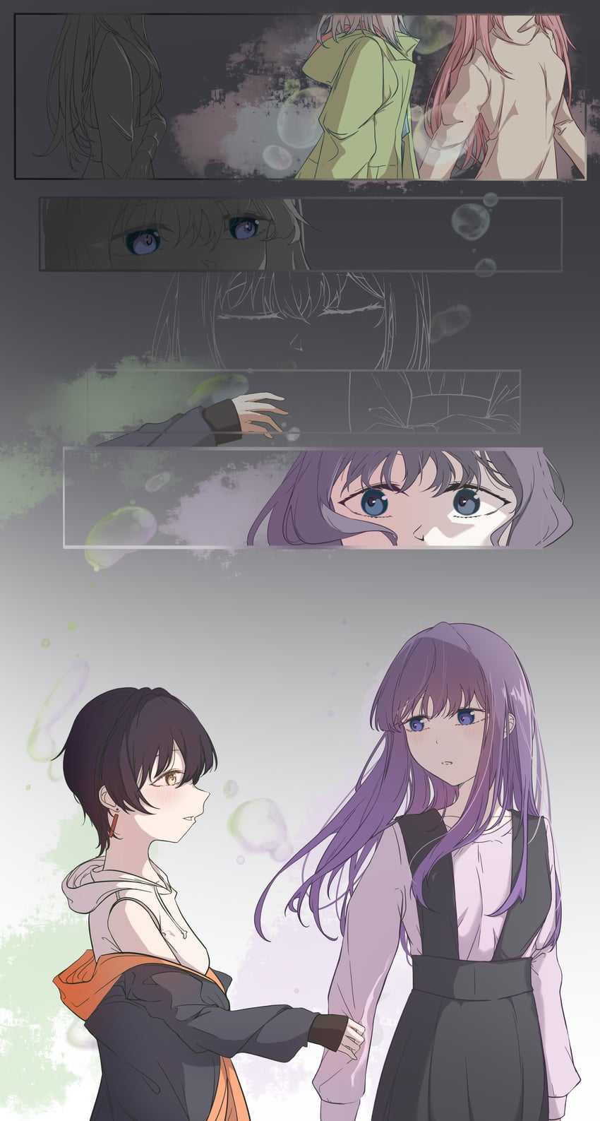 神稻牡丹：醉态如百合之花、张君兰、郡上奏 4个女孩 黑色连衣裙 黑发 黑色夹克 蓝眼