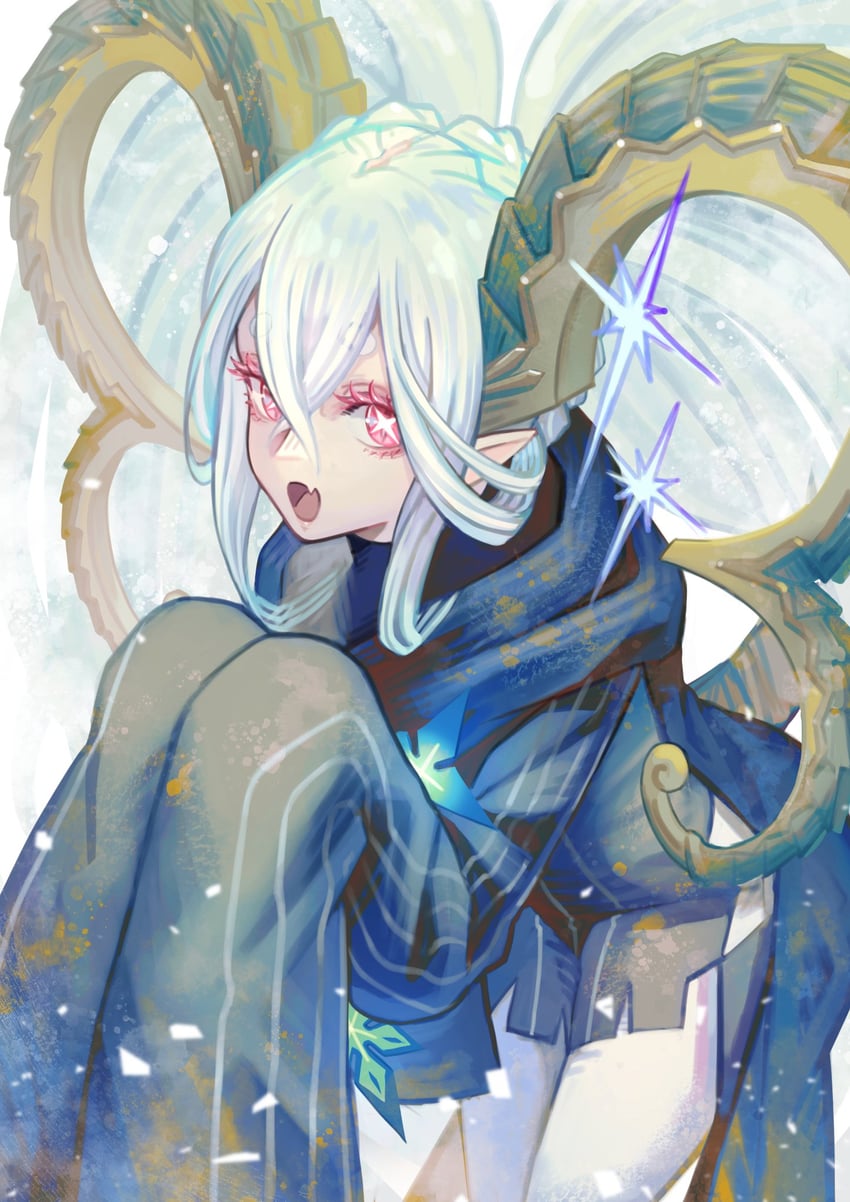 Fate/Grand Order、Fate系列、幼体提亚马特 (Fate) 1名女孩 黑色围巾 蓝色围巾 辫子 冠冕发辫