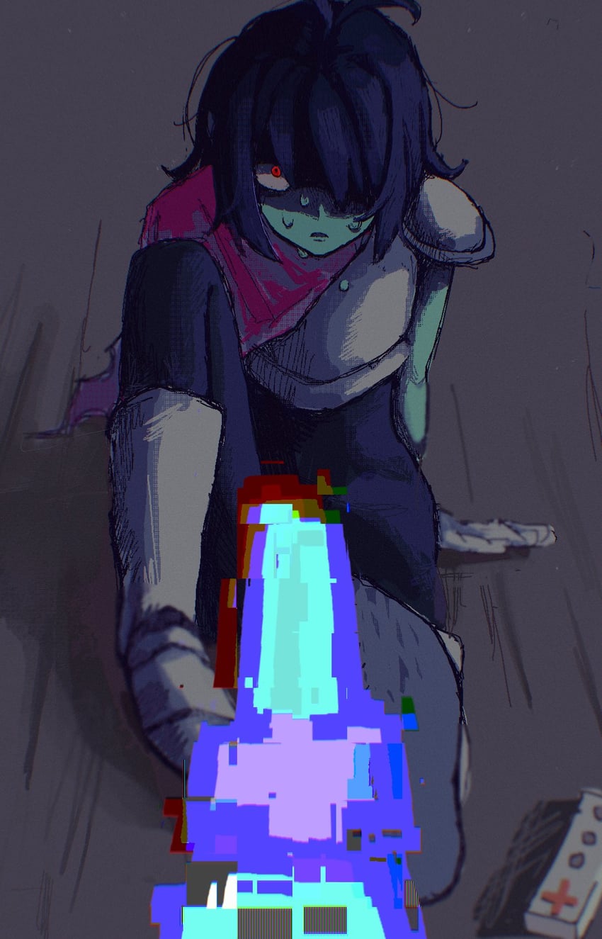 三角符文、Undertale/Deltarune、英雄之剑 (Deltarune) 其他两人 中性 水色皮肤 铠甲 蓝紧身衣