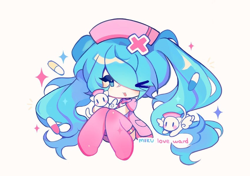 恋色病栋 (Vocaloid)、VOCALOID、初音未来 1名女孩 猫脸笑 :D 水色发 靴子