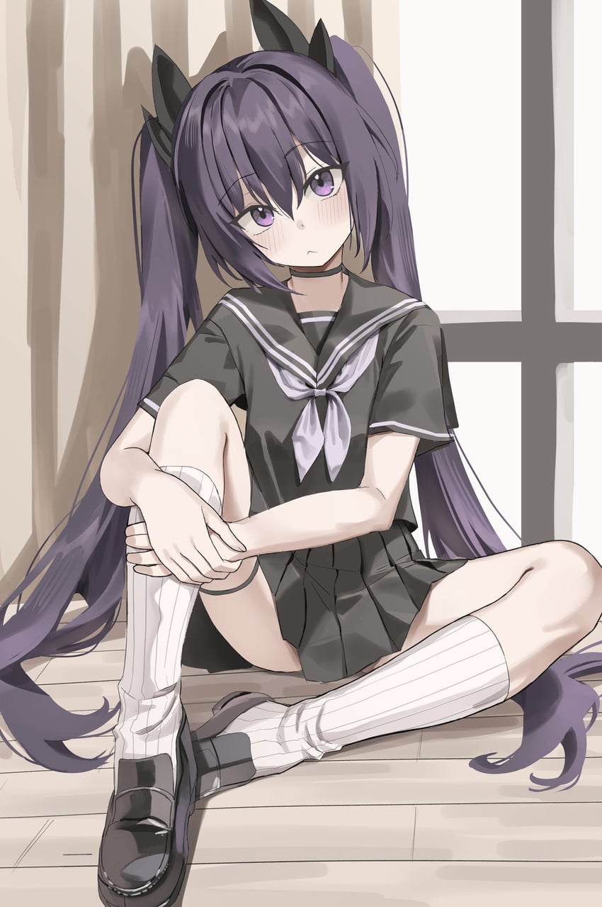 原创 1名女孩 :< 裸臂 黑色项圈 黑色丝带