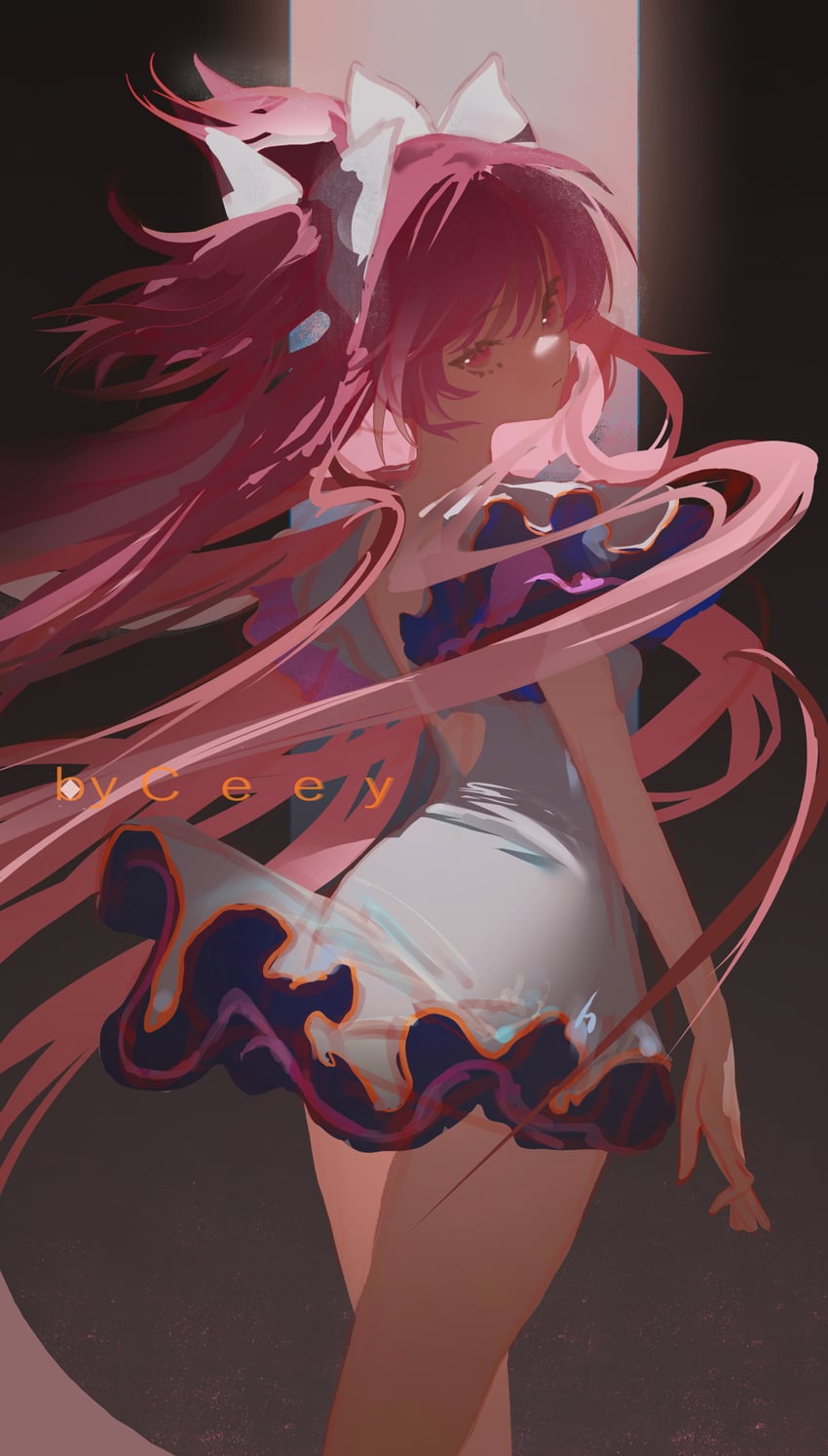 魔法少女小圆、魔法少女小圆、鹿目圆 1名女孩 荒谬的长发 改装服装 作者名 露背裙