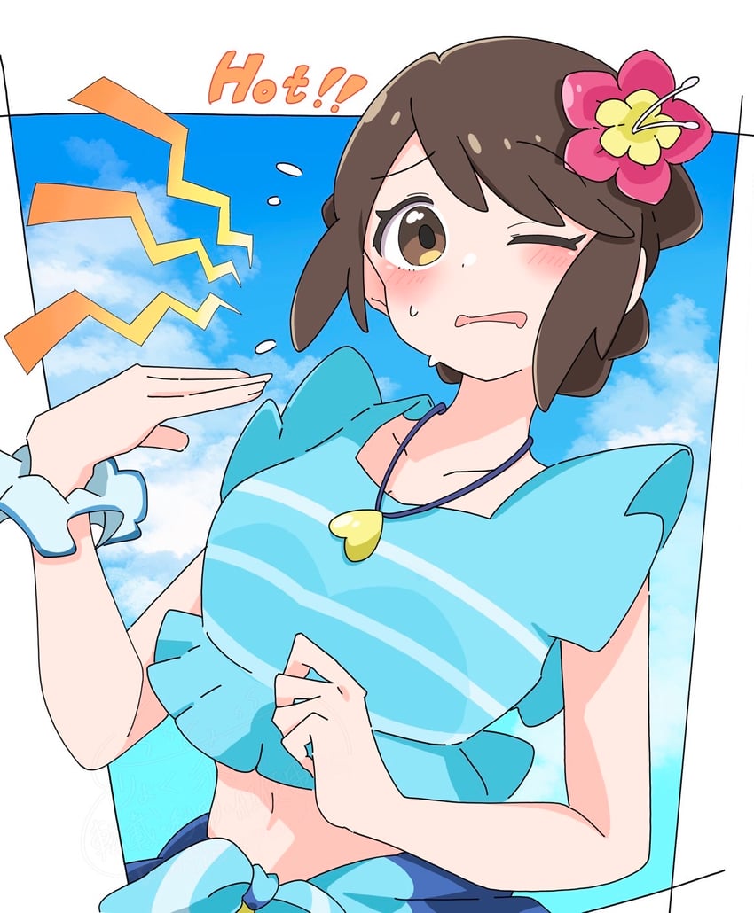 宝可梦、宝可梦大师 EX、小优 (宝可梦) 1名女孩 蓝色衬衫 棕眼睛 棕发 云