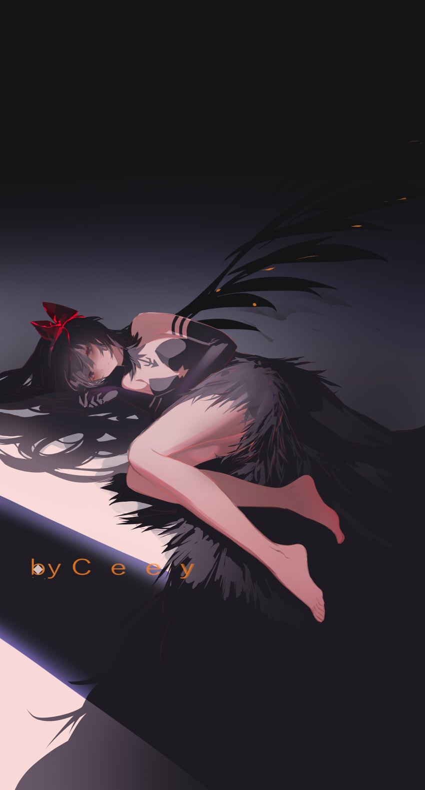 魔法少女小圆、魔法少女小圆：叛逆的物语、晓美焰 1名女孩 臂环 作者名 裸腿 露肩