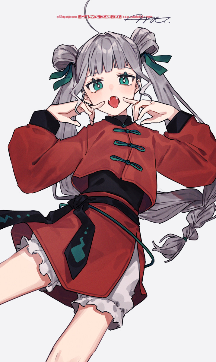 原创 1名女孩 呆毛 黑衬衫 灯笼裤 亮瞳