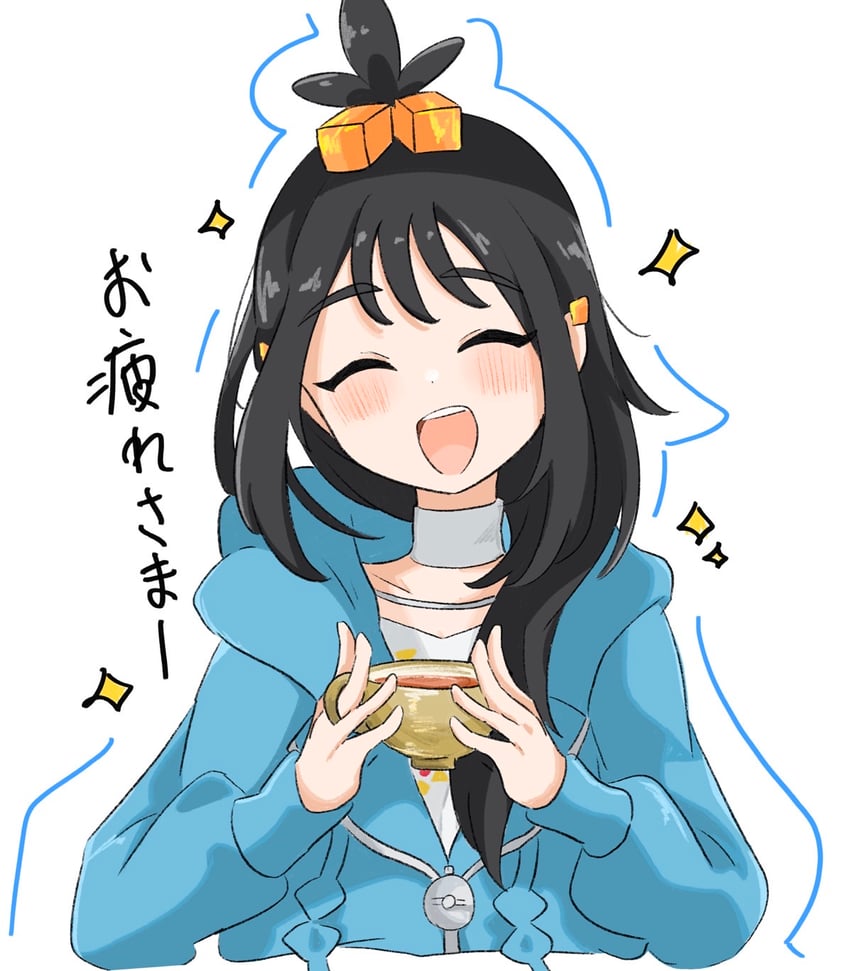 宝可梦、宝可梦传说：Z-A、丽多 (宝可梦) 1名女孩 :D 黑发 蓝色连帽衫 脸红