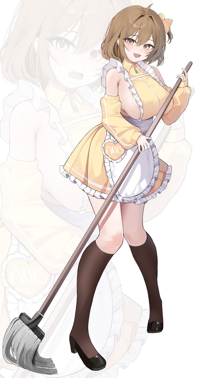 胜利女神：妮姬、阿尼斯(妮姬) 1名女孩 呆毛 替换服装 围裙 露肩
