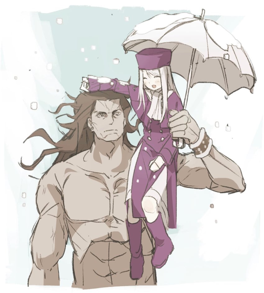 Fate/stay night、Fate系列、赫拉克勒斯 (Fate) 1名男孩 1名女孩 黑发 手持 撑伞