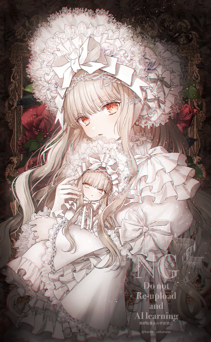 原创 1名女孩 Q版 Q版插图 连衣裙 荷叶边连衣裙