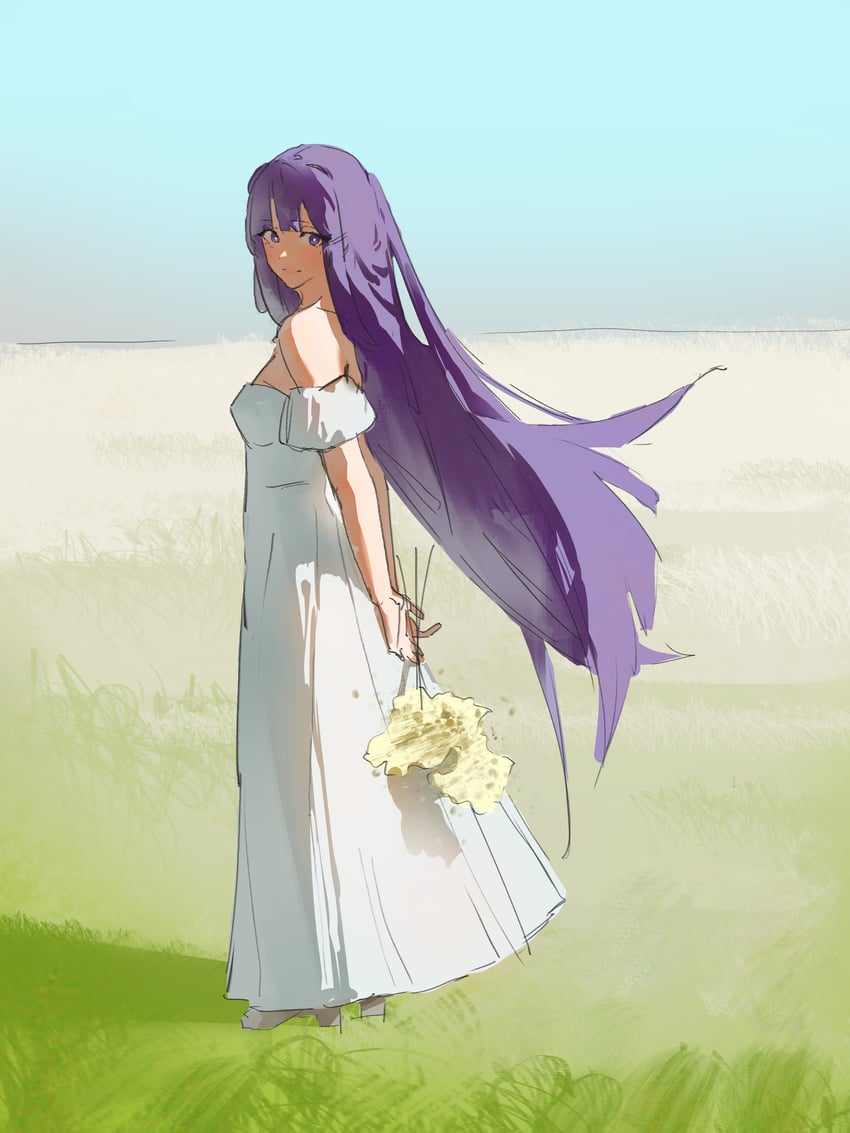葬送的芙莉莲、菲伦 (葬送的芙莉莲) 1名女孩 闭嘴 连衣裙 花 草地