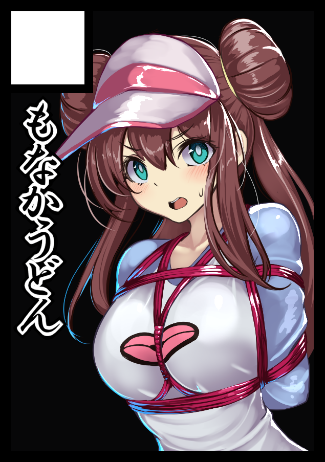 宝可梦、宝可梦 黑2/白2、鸣依 (宝可梦) 1名女孩 水色瞳 双手背在身后 黑色背景 脸红