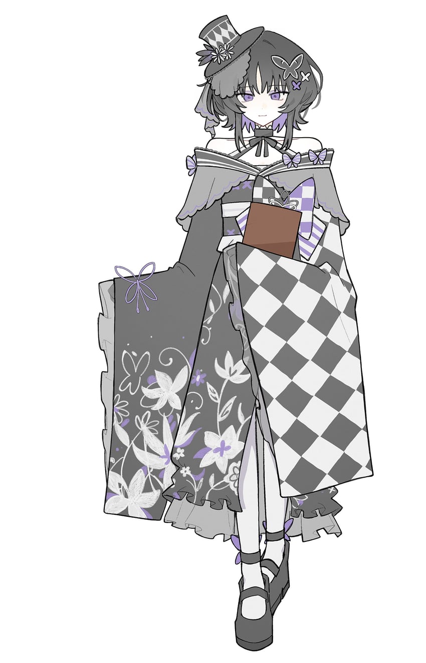 魔法少女的小镇审判、宝钟玛歌 1名女孩 露肩 黑色手套 黑发 黑帽子