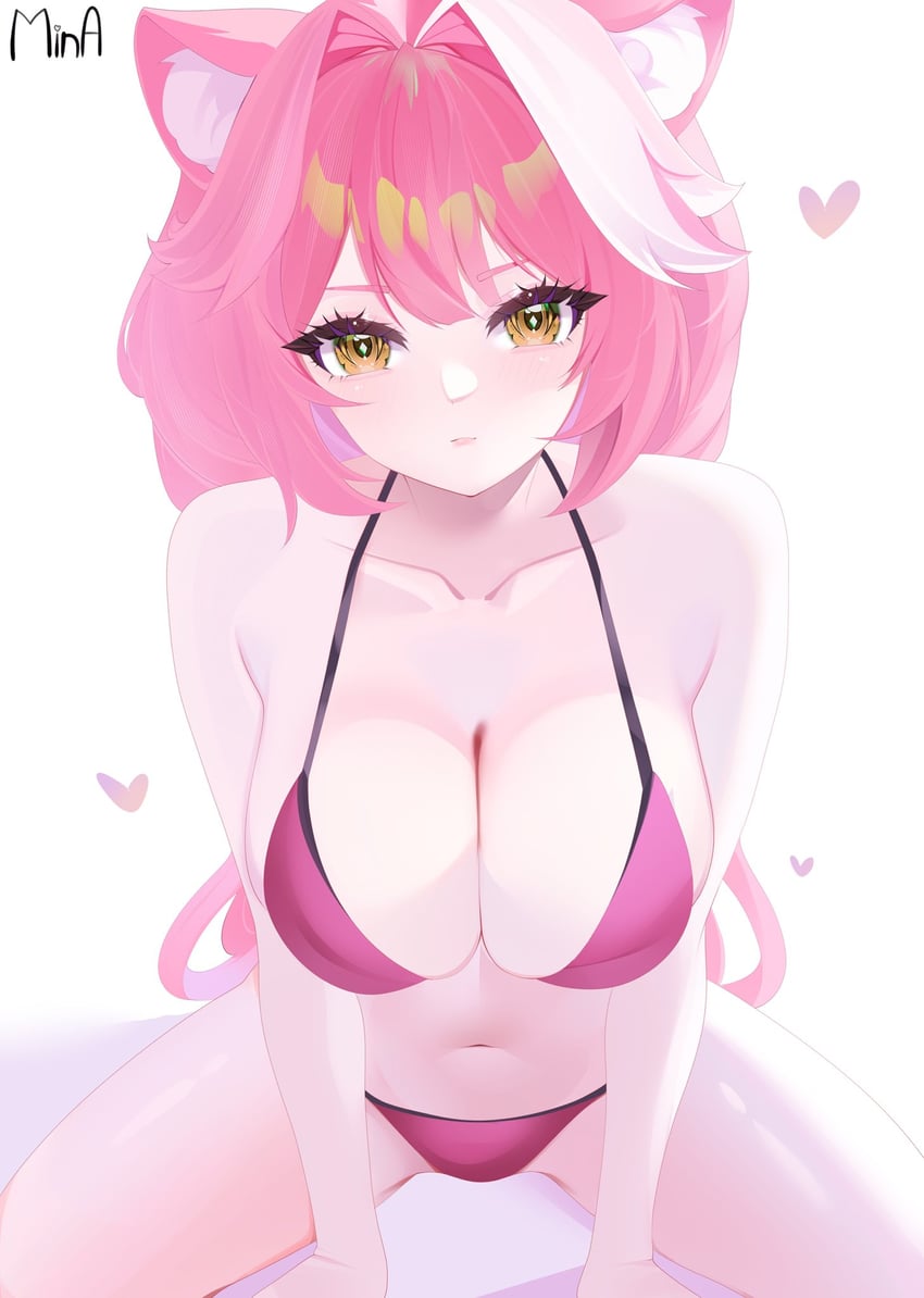 Hololive、Hololive英语、Raora Panthera (Hololive) 1名女孩 兽耳 作者名 露肩 比基尼