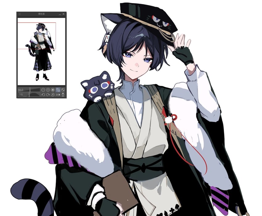 原神、流浪者 (猫) (原神)、散兵 (原神) 1名男孩 替换服装 动物 兽耳 肩上的动物