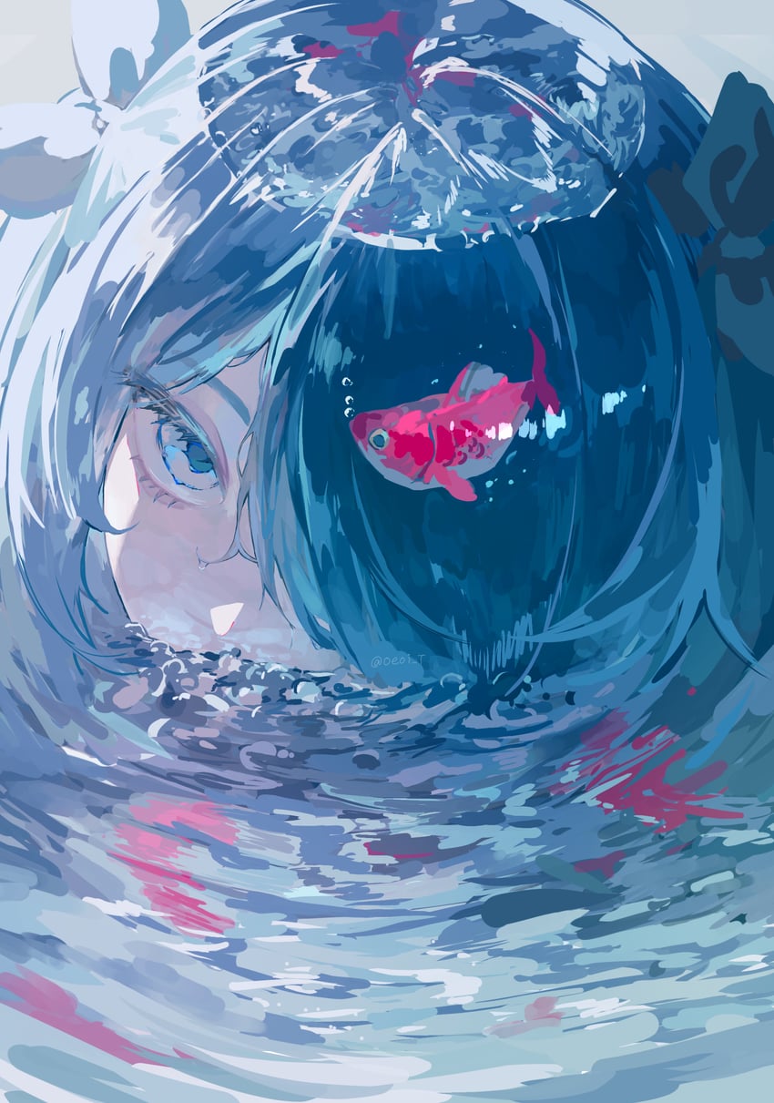 VOCALOID、瓶中初音、初音未来 1名女孩 气泡 替换服装 不同发型 作者名