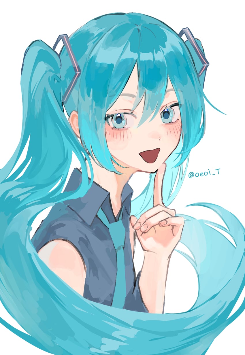 VOCALOID、初音未来 1名女孩 :D 水色瞳 水色发 水蓝色领带