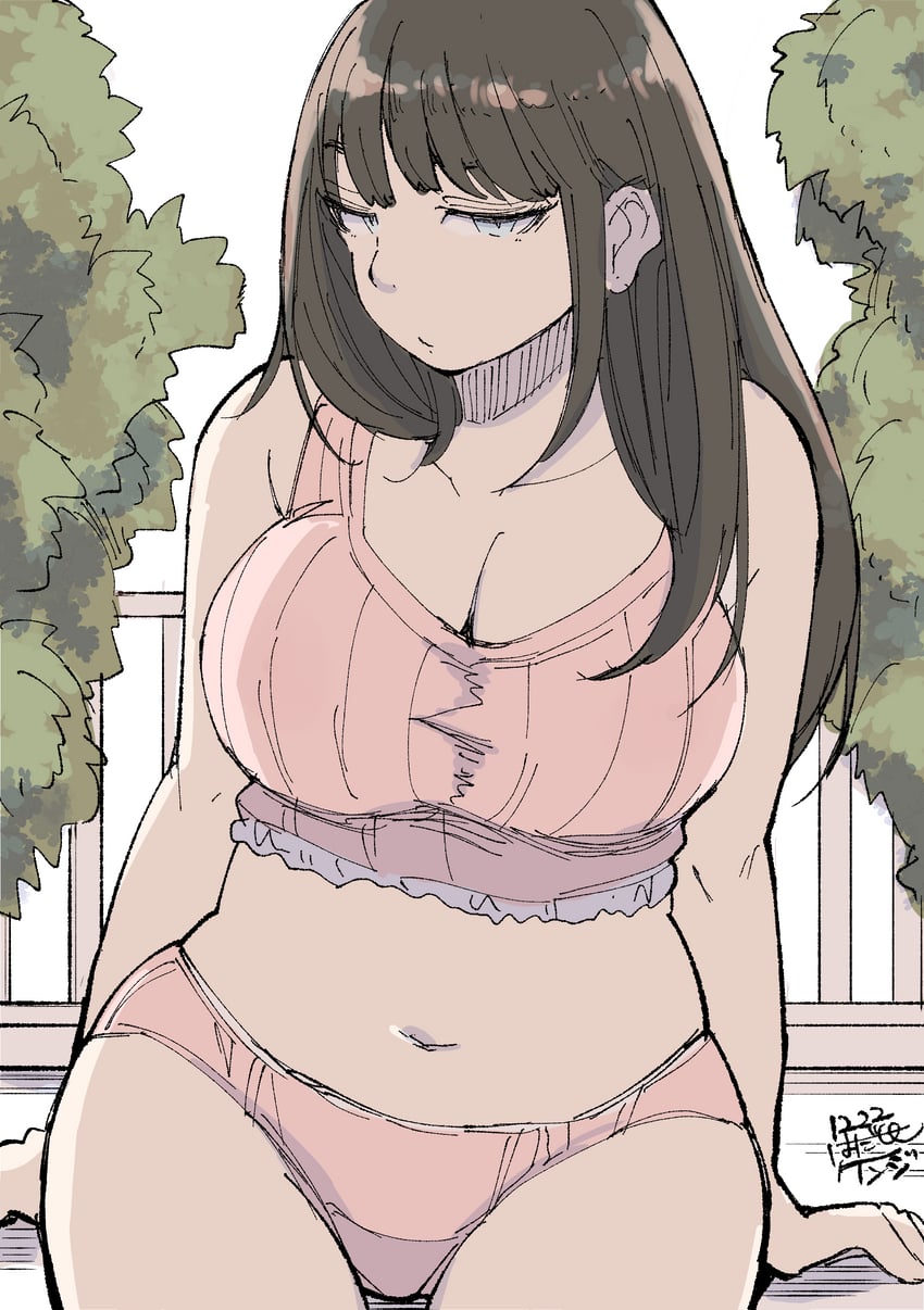 原创 1名女孩 蓝眼 胸罩 乳房 棕发
