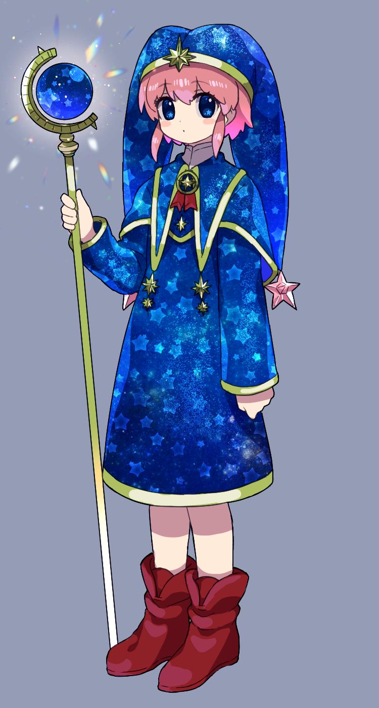 星之卡比系列、星之卡比：群星战队豪华版、光束法师 1名女孩 蓝色小披肩 蓝色连衣裙 蓝眼 蓝帽子