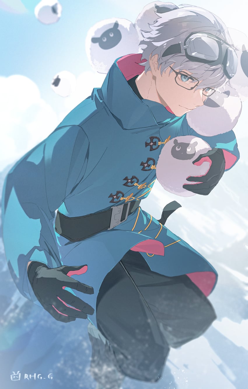Fate/Grand Order、Fate系列 1名男孩 宽松裤子 腰带 哔哩哔哩标志 黑框眼镜